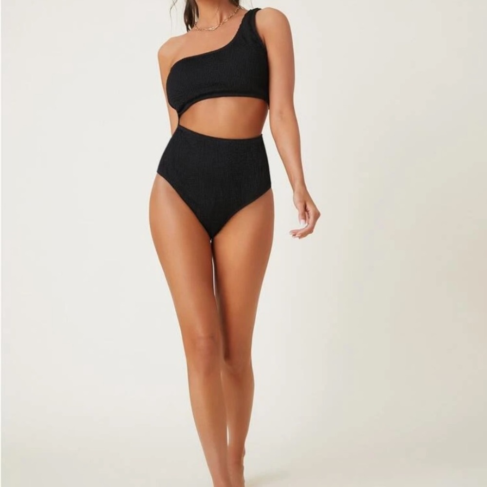 Shein One Shoulder Cut Out Bikini High Rise size Small